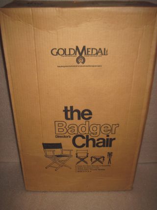 Vintage Gold Medal Canvas Badger Directors Chair Natural Wood Folding 238
