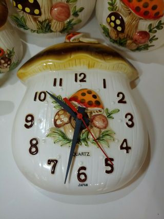 Vintage Sears Roebuck Complete Set Merry Mushroom Ceramic Canisters 1976 Clock 6