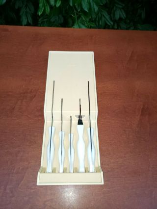 Cutco Vintage 5 Piece Pearl Handle Fork Spreader Three Knifes Wall Storage Box