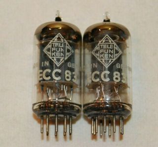 Strong Matched Pair Vintage 1962 Telefunken Ecc83 12ax7 7025 Tubes