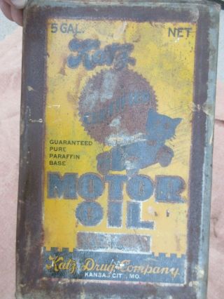 Vintage Ultra Rare 5 Gallon Oil Can Katz Kansas City Mo