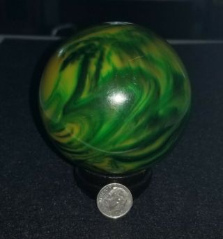 Vintage/antique Art Deco Bakelite Ball Green Swirl 300g 75mm