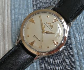 Vintage Swiss Mido Multifort automatic men ' s watch,  steel - gold,  great dial,  runs 2