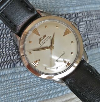 Vintage Swiss Mido Multifort automatic men ' s watch,  steel - gold,  great dial,  runs 4