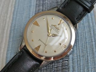 Vintage Swiss Mido Multifort automatic men ' s watch,  steel - gold,  great dial,  runs 5