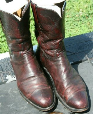 Lucchese Handmade Goat Roper Boots 12d Vintage Black Cherry Cowboy