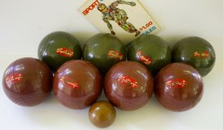 Vintage Sportcraft Bocce Ball Italy Lawn Bowling Game 50s 60s Outdoor Box Etched