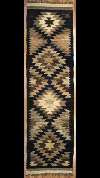Vintage Tribal Veg dye Hand - Made Kilim Area Rug 2.  9x10 RUNNER— - 2