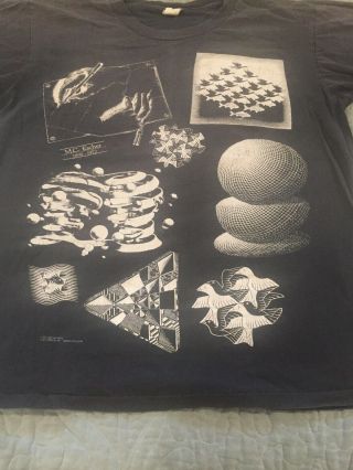 Vintage Mc Escher T Shirt Mens Medium Usa 90s Andazia Art Vtg All Over Print G2