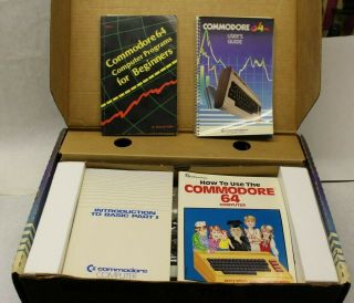 Vintage Commodore 64 Personal Computer W/ Manuals & Power Supply 5