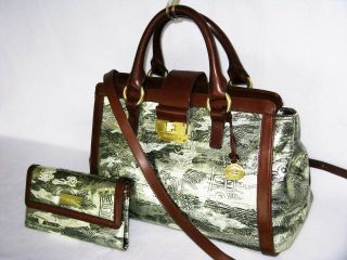 Brahmin Rare Retired Chrome Copa Cabana Annabelle Satchel Shoulder Bag & Wallet