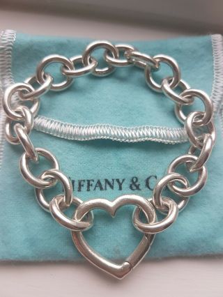 Rare Vintage Tiffany & Co Chunky Large Link Heart Clasp Bracelet.