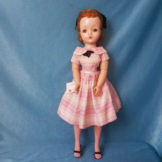 Vintage Madam Alexander Cissy Doll 20 " In Pink Stripe Dress,  Slip Panties