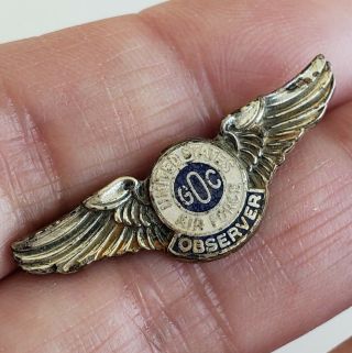 Vtg Wwii United States Air Force Ground Observer Corps Wings Pin Usaf Goc 1.  25 "