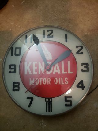 Vintage Kendall Motor Oil Gas Station Clock .  Small Crack On The Face.