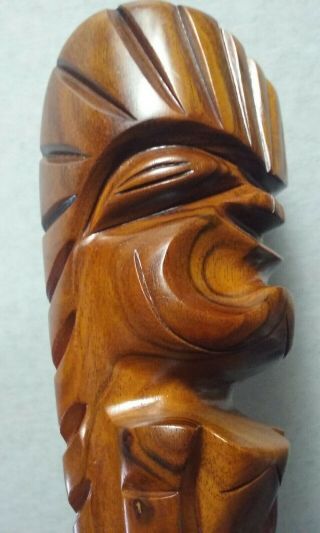Vintage Hawaiian Carved Milo Wood Tiki Statue Hawaii 8 "