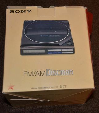 Sony Discman D - 77 Portable Cd Player Am/fm Radio Vintage Box