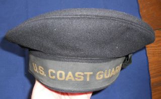 Ww2 United States Coast Guard Hat W/tally Ribbon,