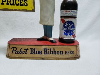 Vintage Pabst Blue Ribbon Beer Figure Sign Display Bartender 2