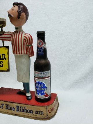 Vintage Pabst Blue Ribbon Beer Figure Sign Display Bartender 3