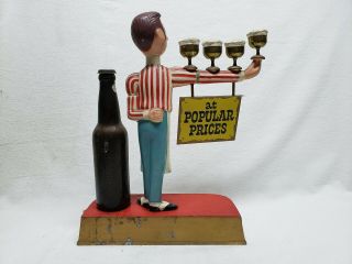 Vintage Pabst Blue Ribbon Beer Figure Sign Display Bartender 5