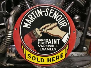 Rare Vintage Porcelain Martin - Senour Paint And Varnishes Enamels Door Sign