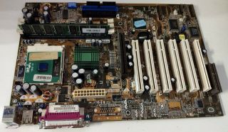 Vintage ASUS TUSL2 - C Socket 370 P3 Motherboard with CPU and Memory 5