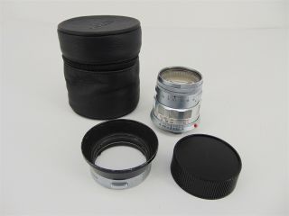 Vintage Leitz Wetzlar Summicron 1:2/50mm Camera Lens 2159147 W/hood & Soft Case
