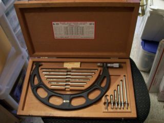 Starrett 224 Set G 6 - 12 " Od Micrometer Set Wood Box Gently Vintage