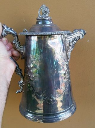 Gorgeous Antique Stimpson Silver Plate Victorian Water Pitcher Cooler 1800s