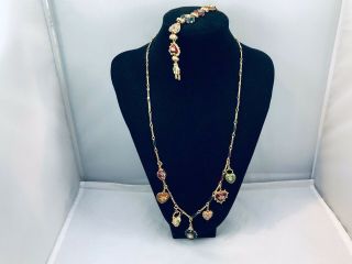Joan Rivers Demi Multi - Colored Enamel Flowers Hearts Necklace/bracelet