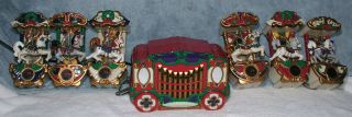 Vtg Mr Christmas Holiday Carousel Horses Musical Animated Lighted 21 Carols 1992 2