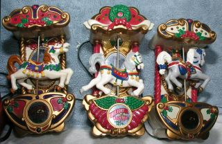 Vtg Mr Christmas Holiday Carousel Horses Musical Animated Lighted 21 Carols 1992 5