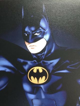 Michael Keaton Rare Hand Signed Batman Artwork Gallery Canvas Board Movie, 3