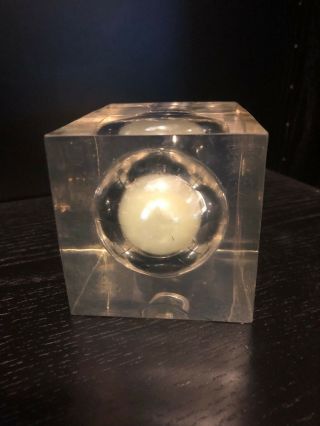 Vintage Lucite Pop Art Encased Glow In The Dark Light Bulb Paperweight 5