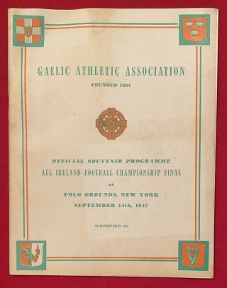 Antique 1947 Gaa Gaelic Football All Ireland Soccer Final Match Program Early Ny