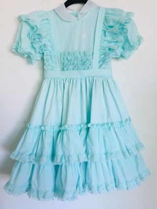 Lilo Girls Dress Party Pagent Ruffled Lace Vintage Style Size 7 Made In Usa