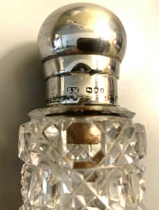 Sampson Mordan Solid Silver Topped Cut Glass Perfume Bottle - London 1884