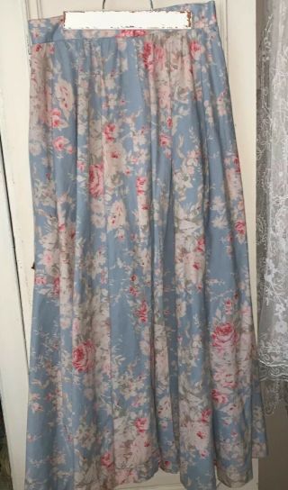 VTG Ralph Lauren Size 8 RARE Duck Egg Blue Pink Roses Cotton Long Floral Skirt 2