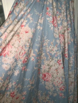 VTG Ralph Lauren Size 8 RARE Duck Egg Blue Pink Roses Cotton Long Floral Skirt 3