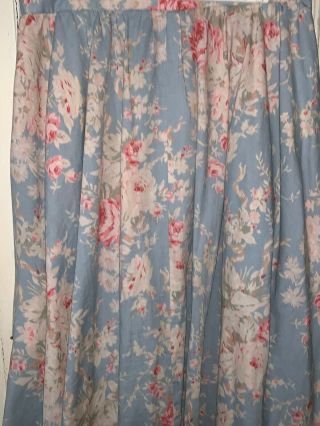 VTG Ralph Lauren Size 8 RARE Duck Egg Blue Pink Roses Cotton Long Floral Skirt 4