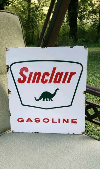 Sinclair Gasoline Porcelain Sign Gas Pump Plate Vintage Dino Opaline H - C Oil