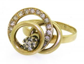 Vintage 14k Yellow Gold 0.  75ct Diamond Flower Spinner Ring Size 10.  25