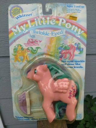 Vintage G1 Twinkle Eyed Whizzer My Little Pony Moc On Card