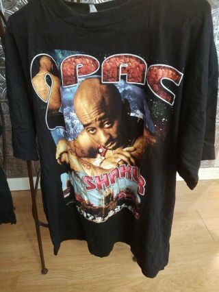 Vtg 90s Tupac T Shirt Rap 2pac Shakur Bay Club Double Sided Xll Read