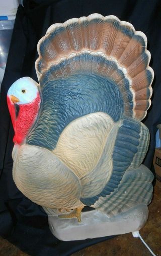Vintage Thanksgiving Lighted Blow Mold Turkey By Don Featherstone 25 "