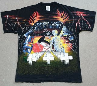 Metallica All Over Print Vintage Tour Shirt 1991 Slayer Nirvana Rare