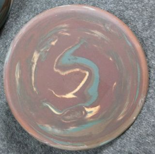 VINTAGE NILOAK MISSION SWIRL COVERED JAR WITH TAG 6 IN ROUND 5 IN TALL 10