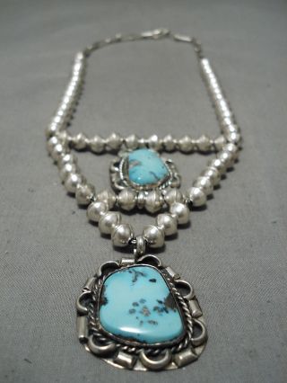 Important Godber Turquoise Vintage Navajo Sterling Silver Necklace