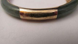 VTG 14k 585 Solid Yellow Gold & Jade Cuff Bracelet 25 Gm.  6 